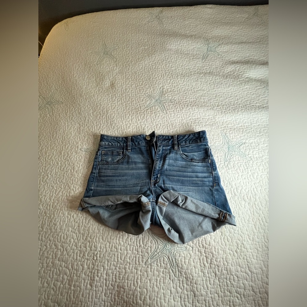 American Eagle Hi-rise Blue Denim Shorts